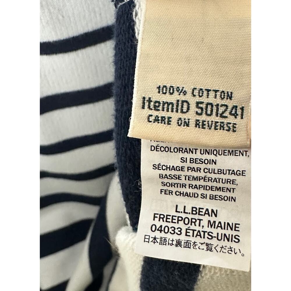 LL Bean Sweater Womens Extra Large White Navy Striped Rugby Soft Cotton Preppy - Picture 8 of 12